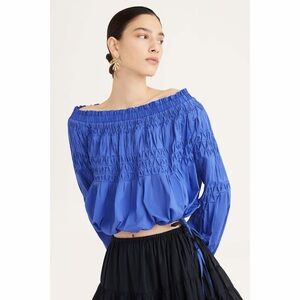 Merlette Abbot Woven Smocked Top in Berber Blue